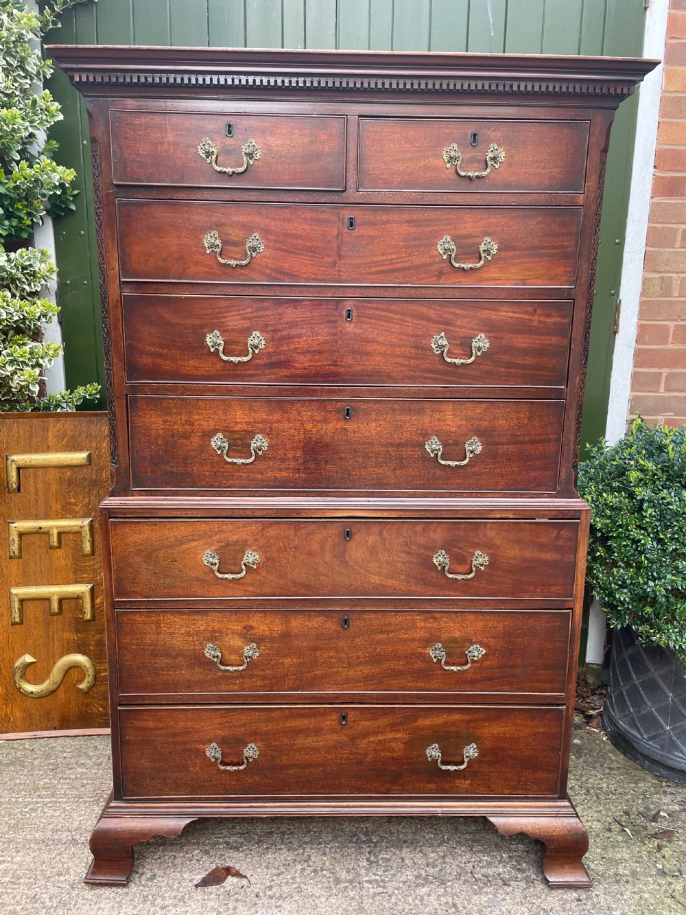 Fine C18th George III Chippendale period mahogany chest-on-chest .