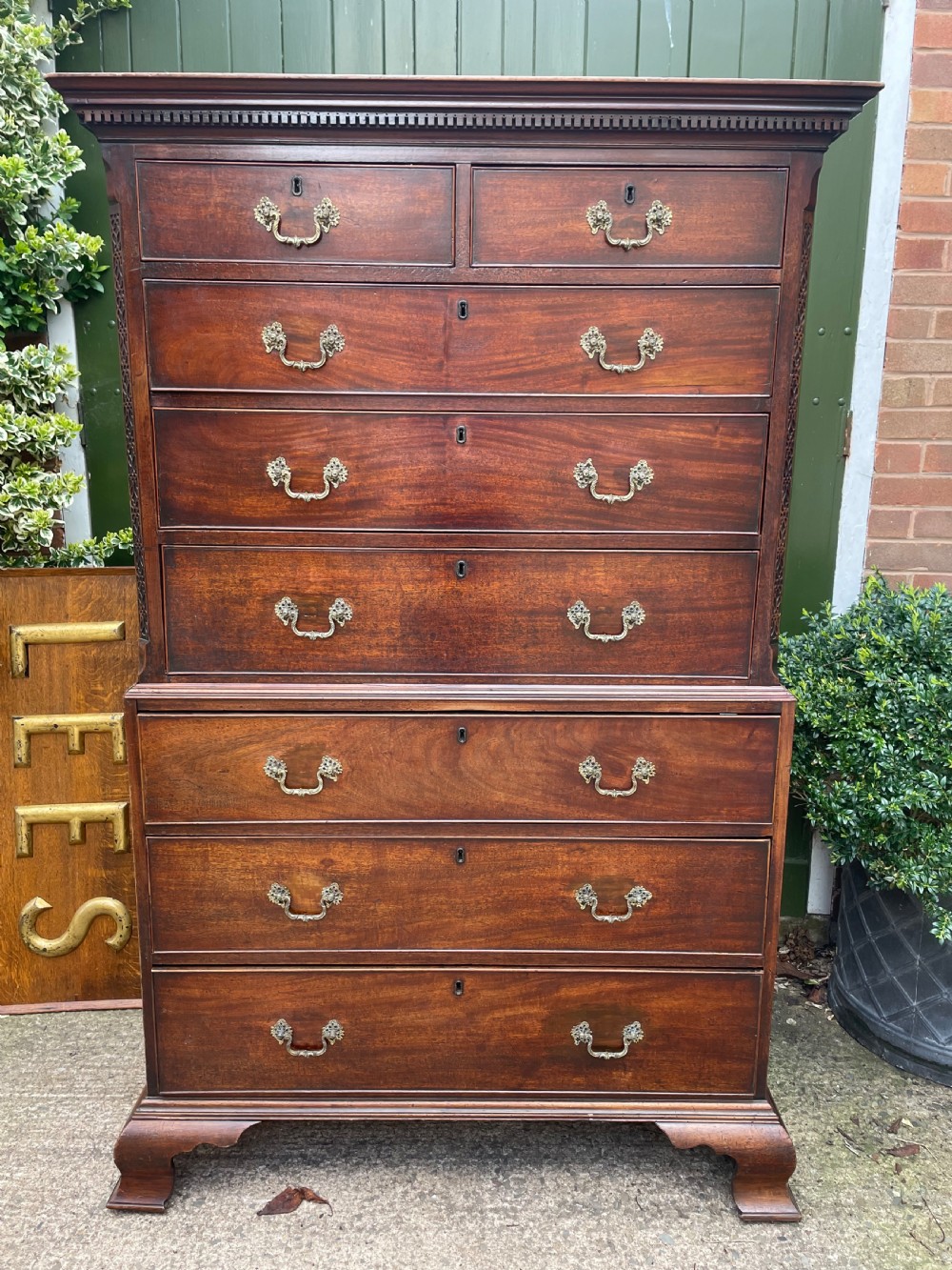 Fine C18th George III Chippendale period mahogany chest-on-chest . View XII