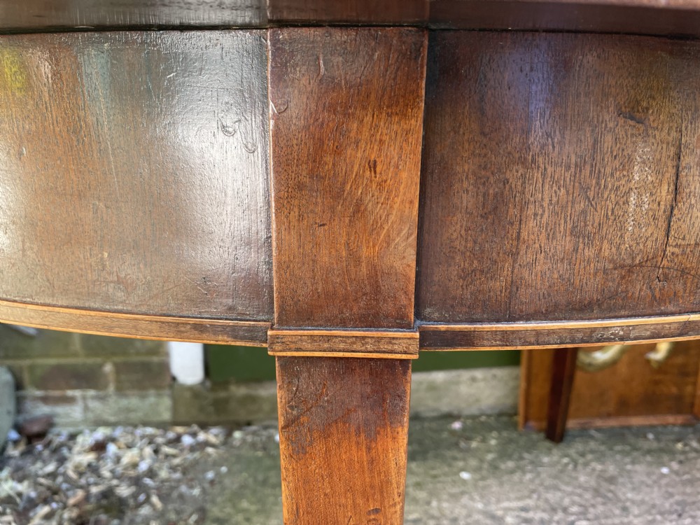 Late C18th George III period mahogany d-end dining table of highly versatile format. View XVIII