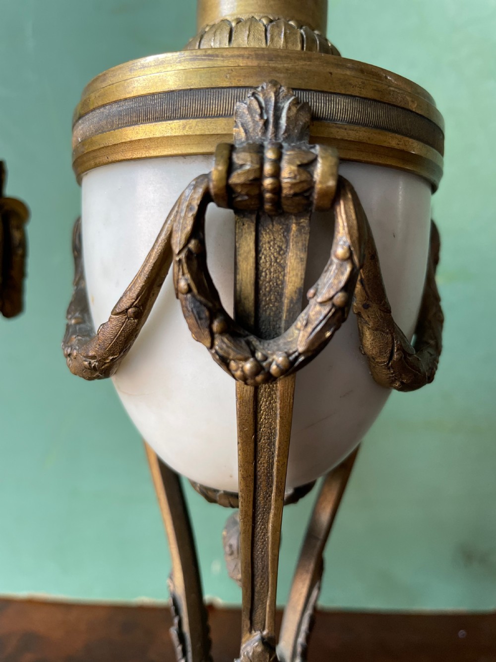 Pair of late C19th French ormolu-mounted marble reversible cassolettes in the C18th Louis XVI style. View IX
