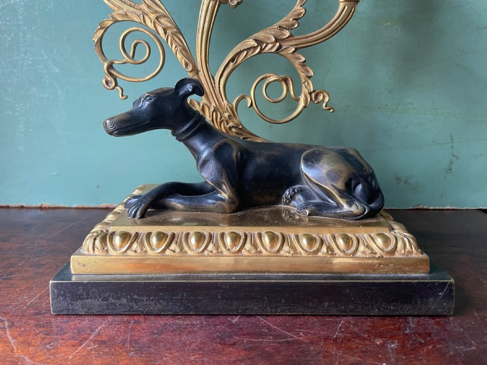 Impressive pair of early C19th Regency period ormolu and patinated bronze candelabras.  View IX