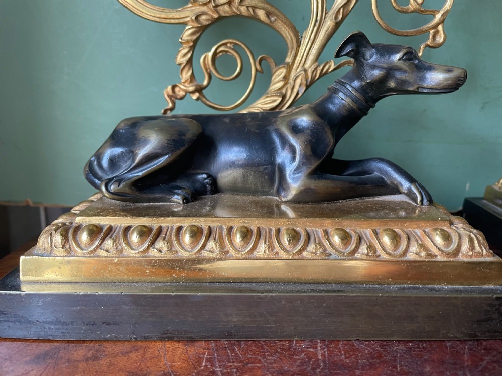 Impressive pair of early C19th Regency period ormolu and patinated bronze candelabras.  View XIII
