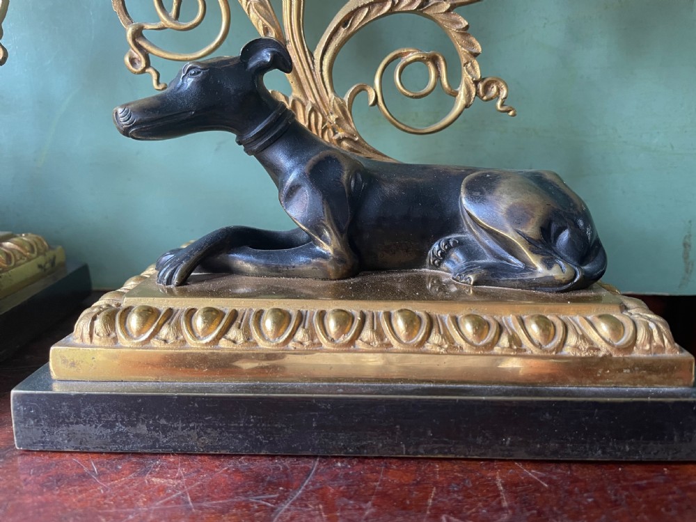 Impressive pair of early C19th Regency period ormolu and patinated bronze candelabras.  View XIV