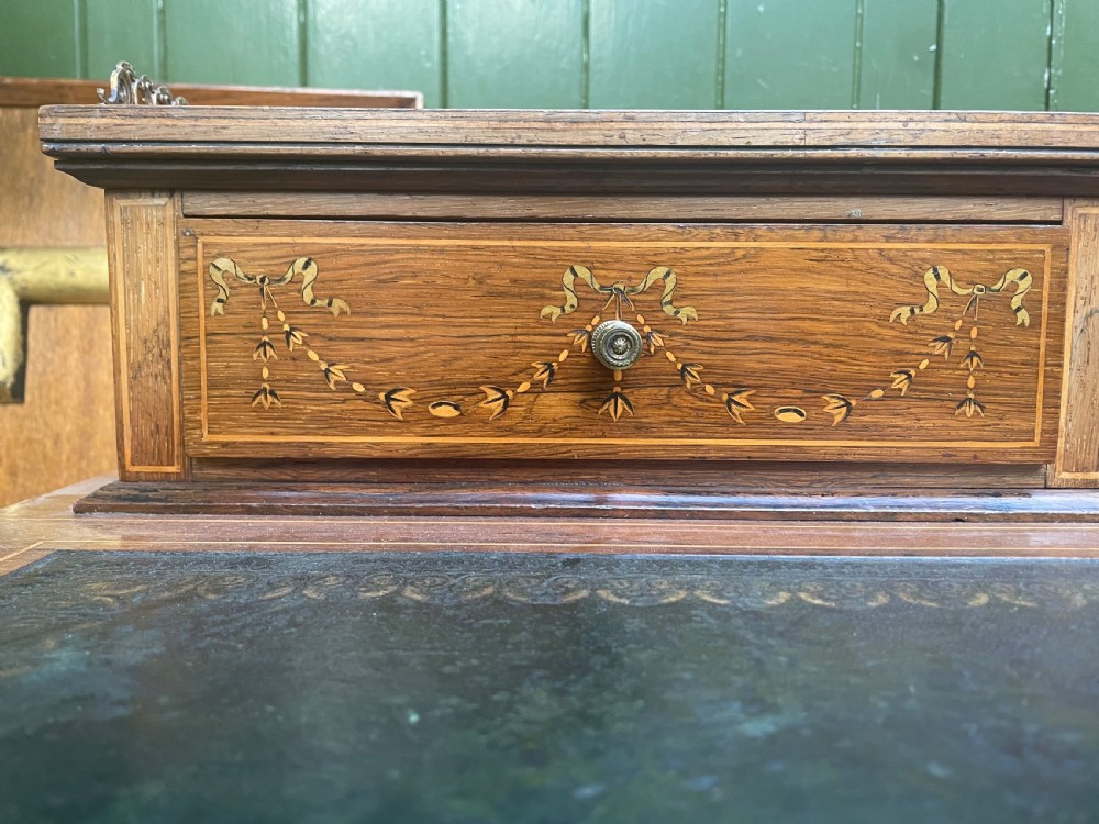 Late C19th/ early C20th Edwardian period inlaid rosewood desk by Edwards & Roberts . View IV