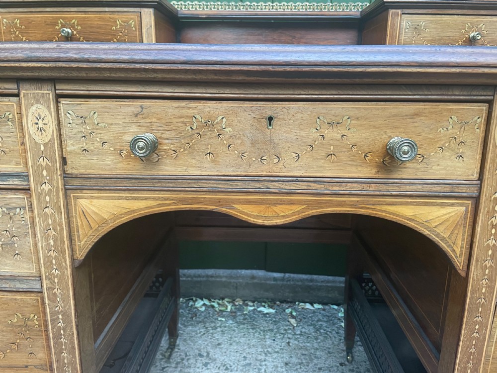 Late C19th/ early C20th Edwardian period inlaid rosewood desk by Edwards & Roberts . View VI