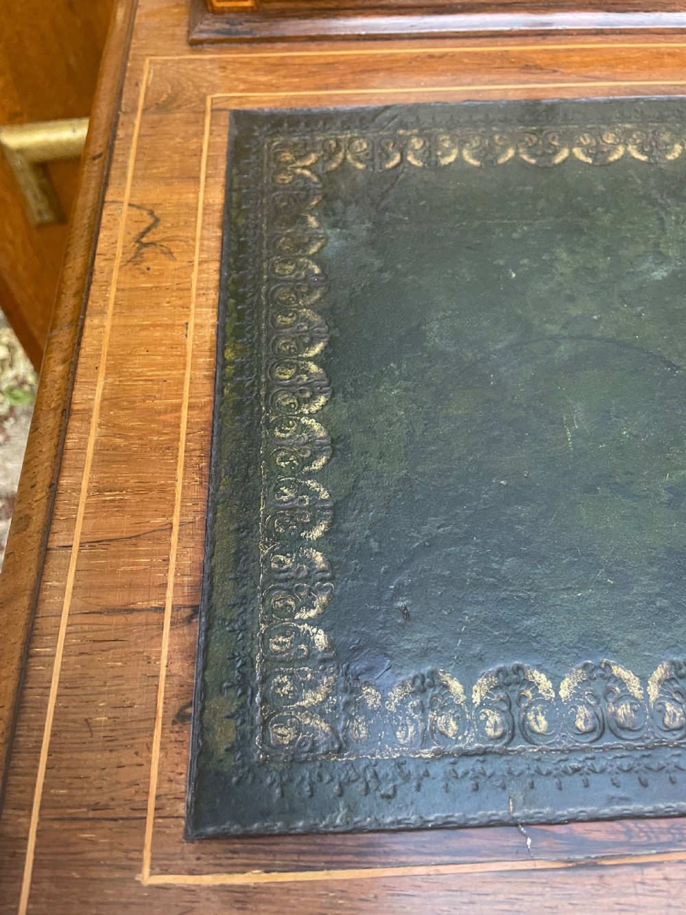 Late C19th/ early C20th Edwardian period inlaid rosewood desk by Edwards & Roberts . View IX