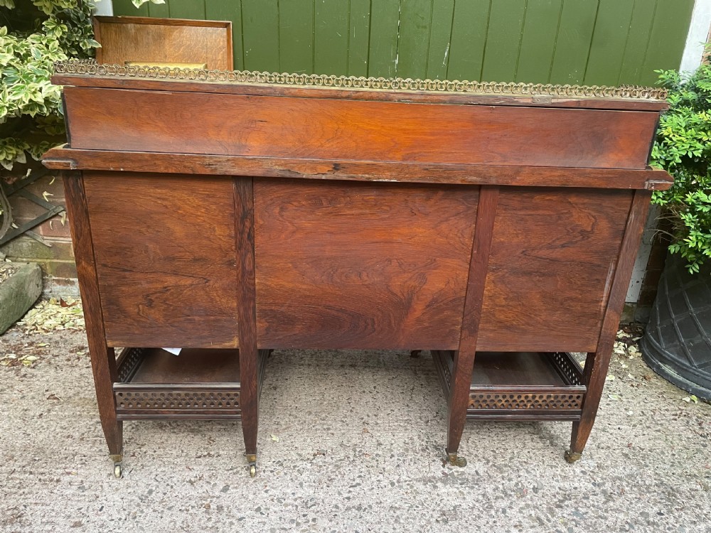 Late C19th/ early C20th Edwardian period inlaid rosewood desk by Edwards & Roberts . View XIX