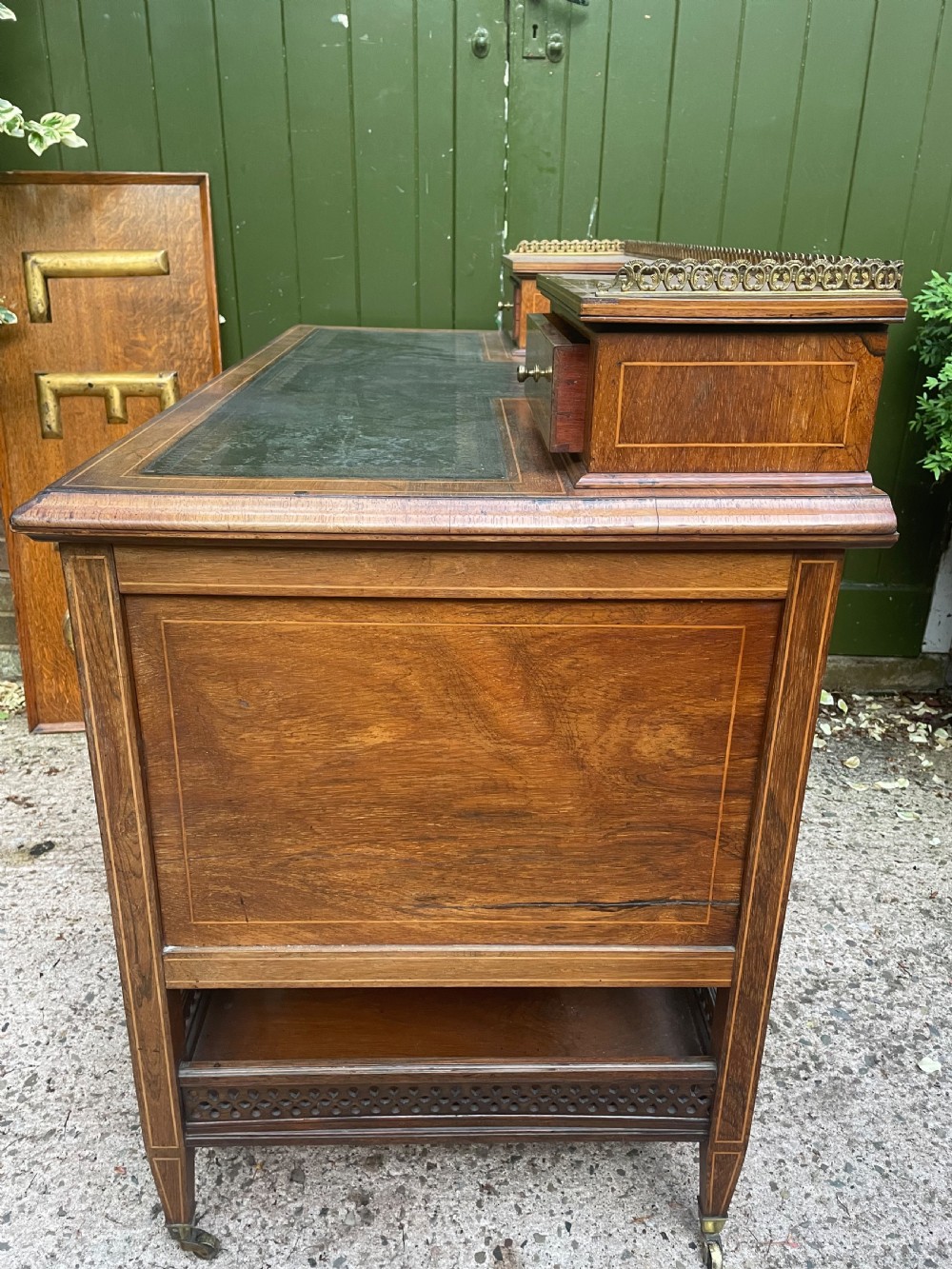 Late C19th/ early C20th Edwardian period inlaid rosewood desk by Edwards & Roberts . View XX