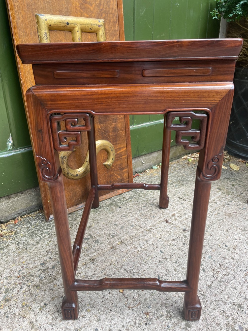 Pair of fine quality early C20th Chinese carved ‘huanghuali’ hardwood occasional , lamp or end tables . View VII