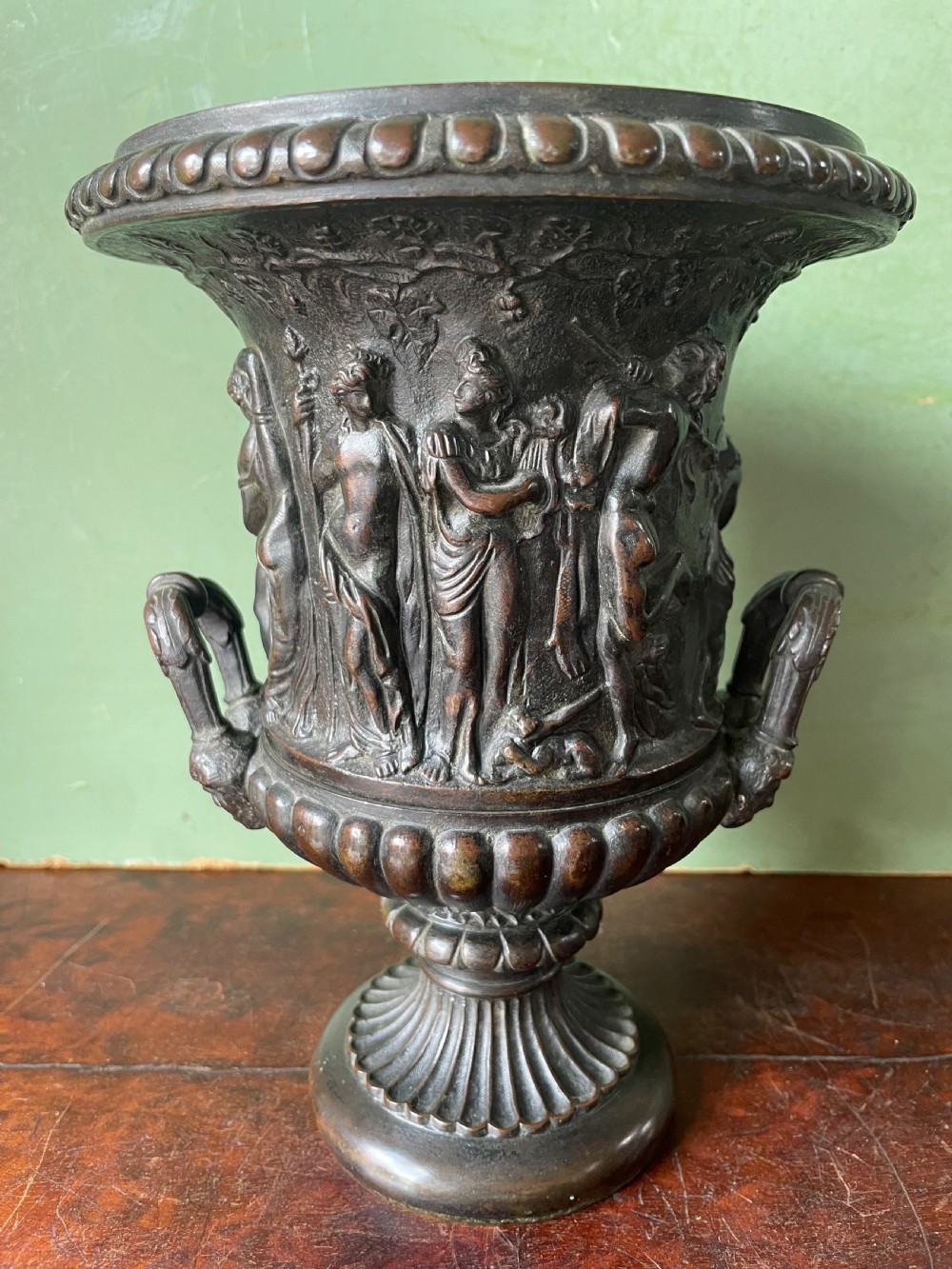 Early C19th Italian bronze ‘Grand Tour’ souvenir reduction , after the antique, of “The Borghese Vase” . 