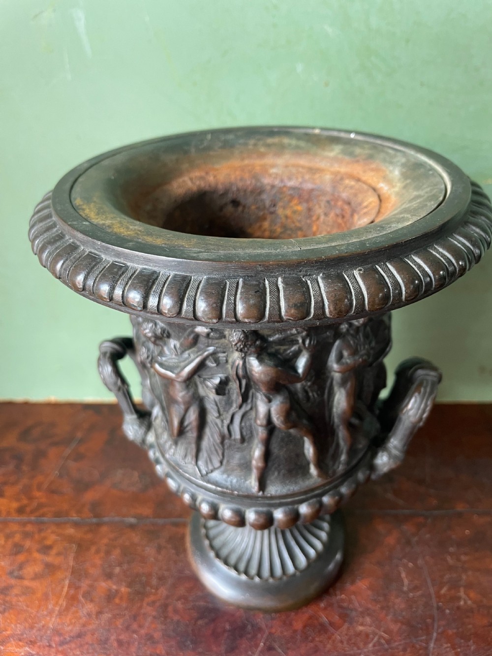 Early C19th Italian bronze ‘Grand Tour’ souvenir reduction , after the antique, of “The Borghese Vase” .  View VII