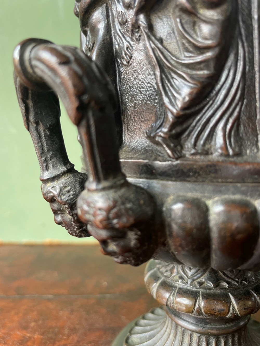 Early C19th Italian bronze ‘Grand Tour’ souvenir reduction , after the antique, of “The Borghese Vase” .  View VIII