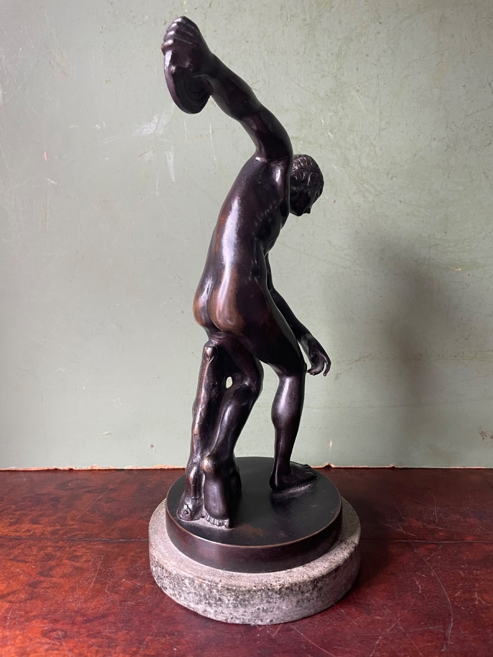 Late C19th Italian ‘Grand Tour’ souvenir bronze reduction after the antique, of the “Discobolus” .
 View III