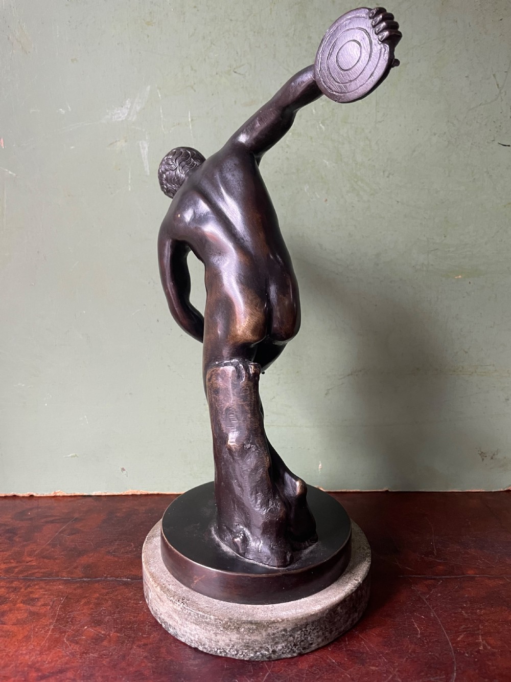 Late C19th Italian ‘Grand Tour’ souvenir bronze reduction after the antique, of the “Discobolus” .
 View IV