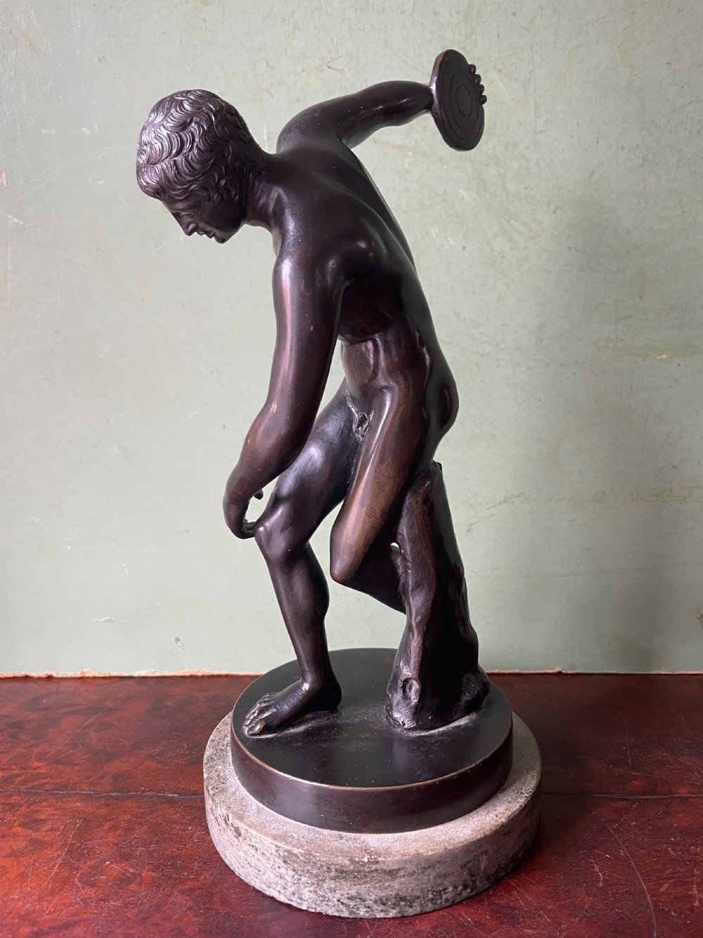 Late C19th Italian ‘Grand Tour’ souvenir bronze reduction after the antique, of the “Discobolus” .
 View VI
