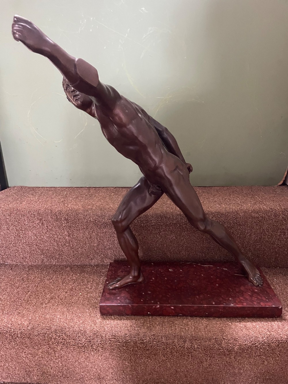 Large late C19th French ‘Grand Tour’ souvenir bronze study , after the antique, of “The Borghese Gladiator “. View II