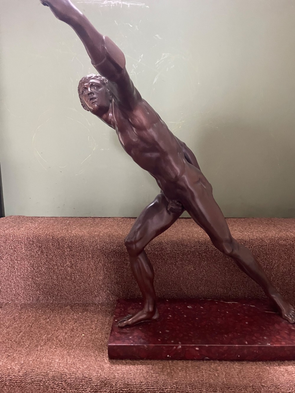 Large late C19th French ‘Grand Tour’ souvenir bronze study , after the antique, of “The Borghese Gladiator “. View III