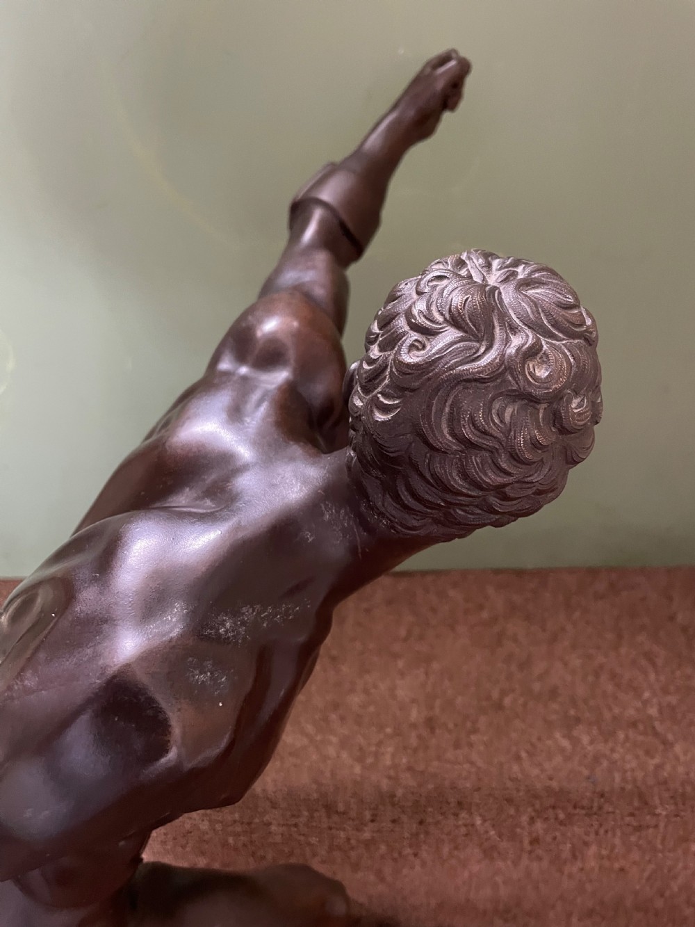 Large late C19th French ‘Grand Tour’ souvenir bronze study , after the antique, of “The Borghese Gladiator “. View X