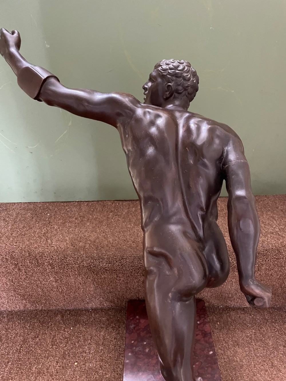 Large late C19th French ‘Grand Tour’ souvenir bronze study , after the antique, of “The Borghese Gladiator “. View XV