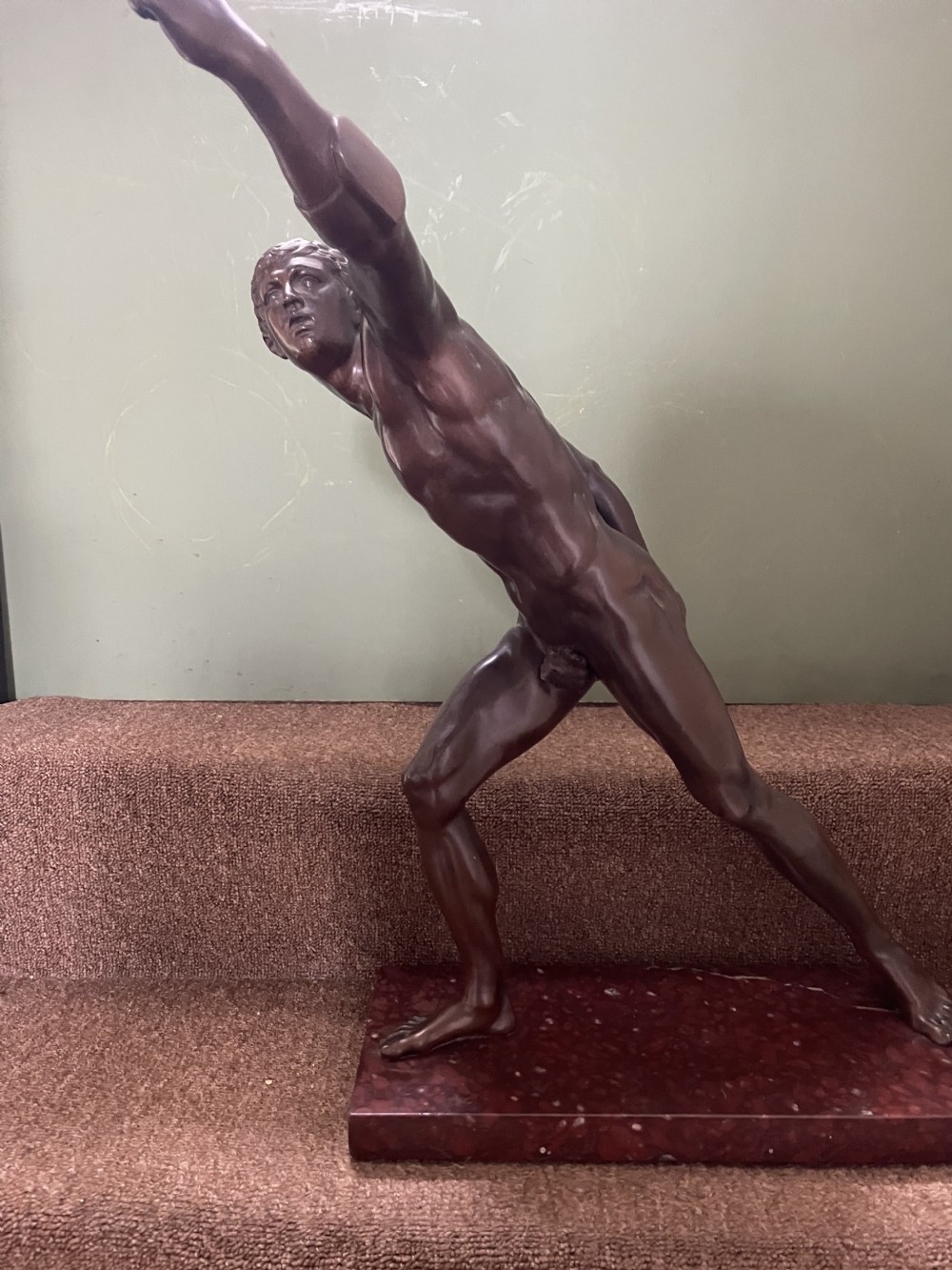 Large late C19th French ‘Grand Tour’ souvenir bronze study , after the antique, of “The Borghese Gladiator “.