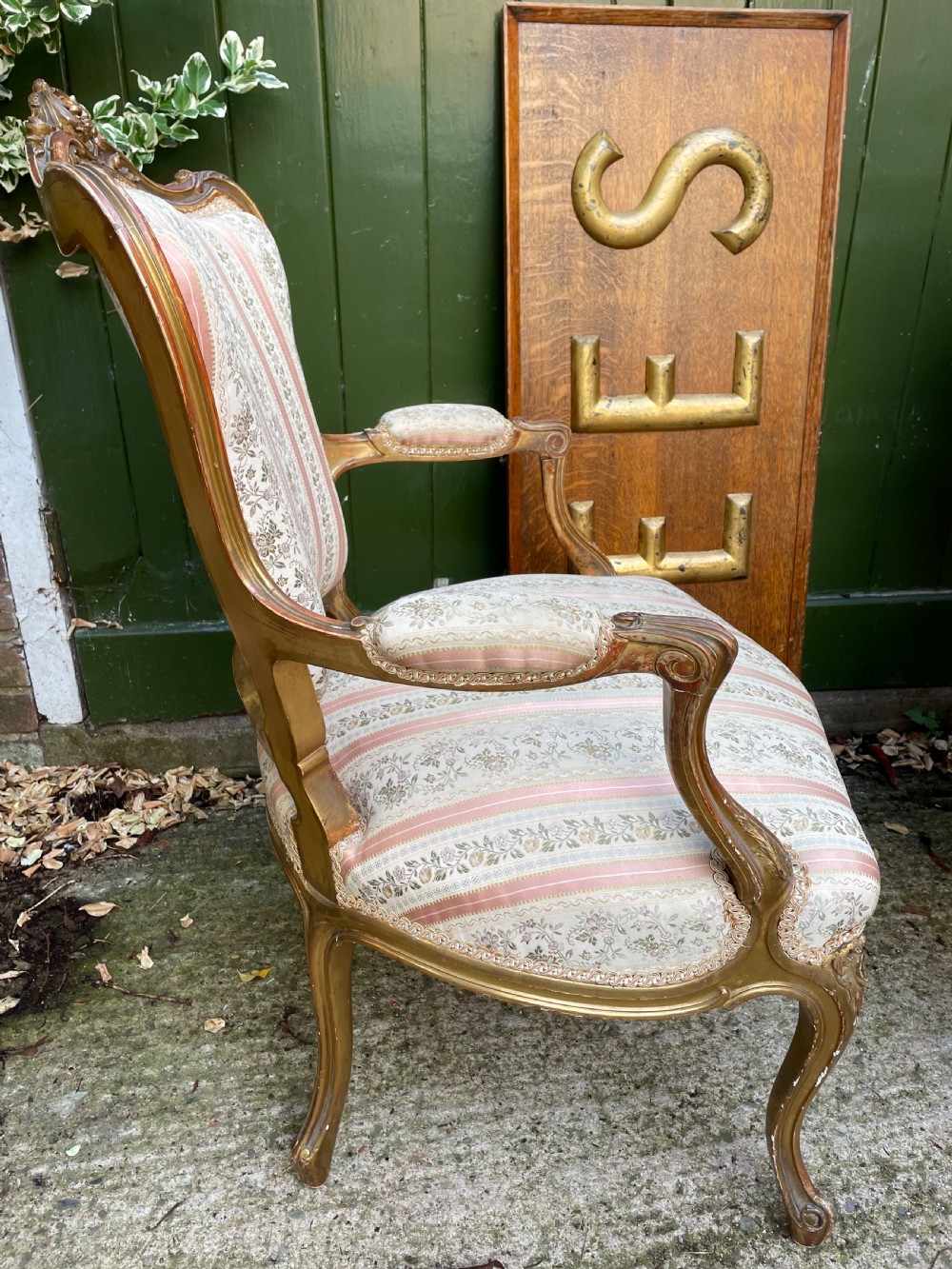 Elegant pair of late C19th French carved gilt-wood salon armchairs in the C18th Louis XVI period rococo style. View VI