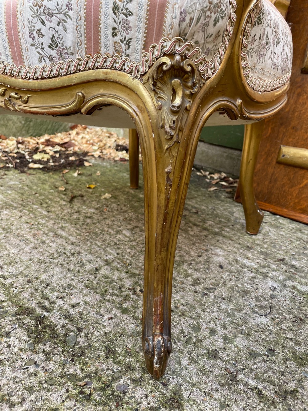 Elegant pair of late C19th French carved gilt-wood salon armchairs in the C18th Louis XVI period rococo style. View VII