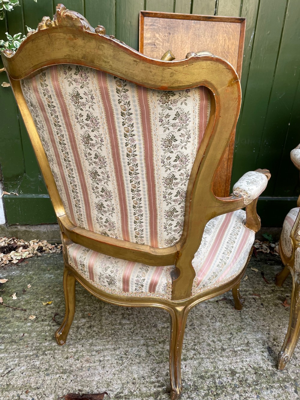 Elegant pair of late C19th French carved gilt-wood salon armchairs in the C18th Louis XVI period rococo style. View VIII