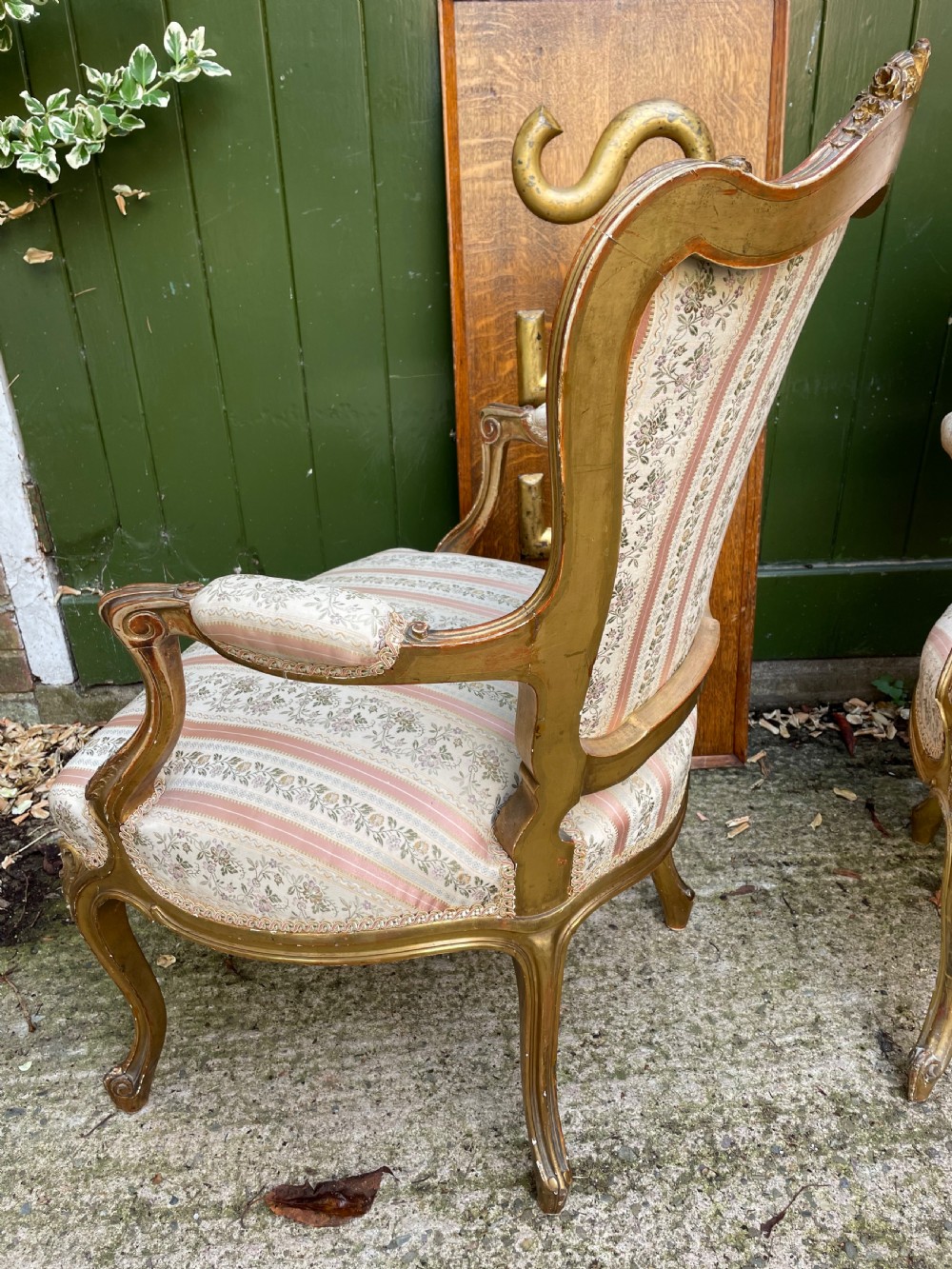 Elegant pair of late C19th French carved gilt-wood salon armchairs in the C18th Louis XVI period rococo style. View IX