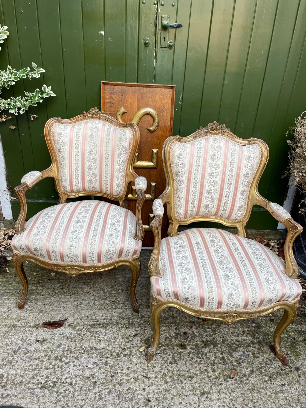 Elegant pair of late C19th French carved gilt-wood salon armchairs in the C18th Louis XVI period rococo style. View XIII