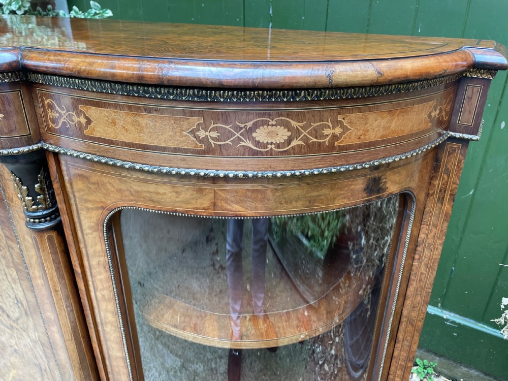 Fine quality mid C19th ormolu-mounted burr walnut bow-ended credenza. View X