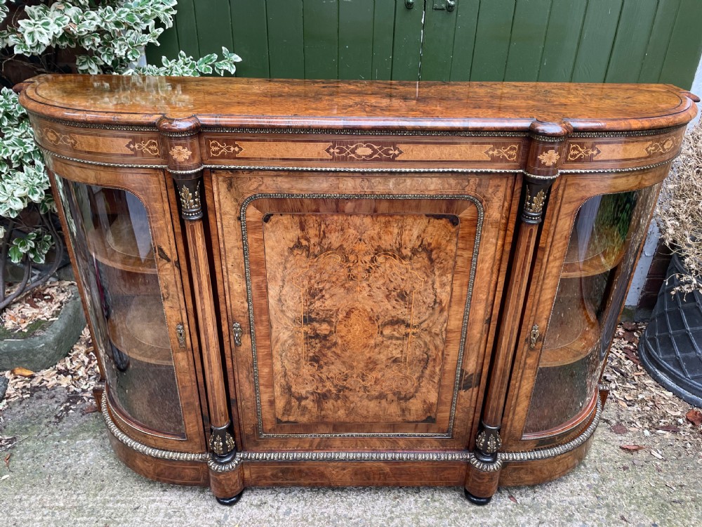 Fine quality mid C19th ormolu-mounted burr walnut bow-ended credenza. View XI