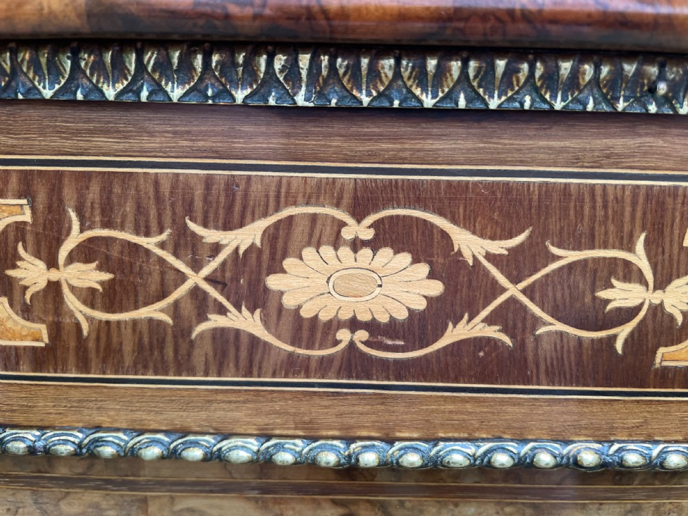 Fine quality mid C19th ormolu-mounted burr walnut bow-ended credenza. View XVII