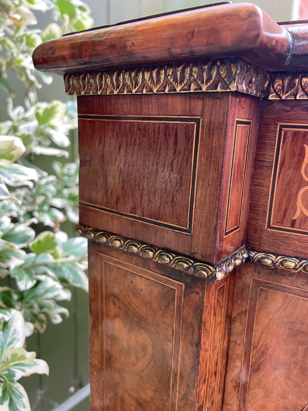 Fine quality mid C19th ormolu-mounted burr walnut bow-ended credenza. View XX
