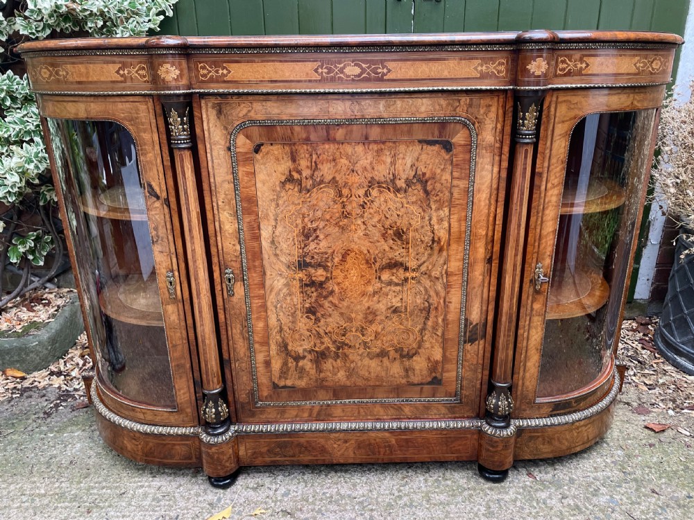 Fine quality mid C19th ormolu-mounted burr walnut bow-ended credenza. View XXIV