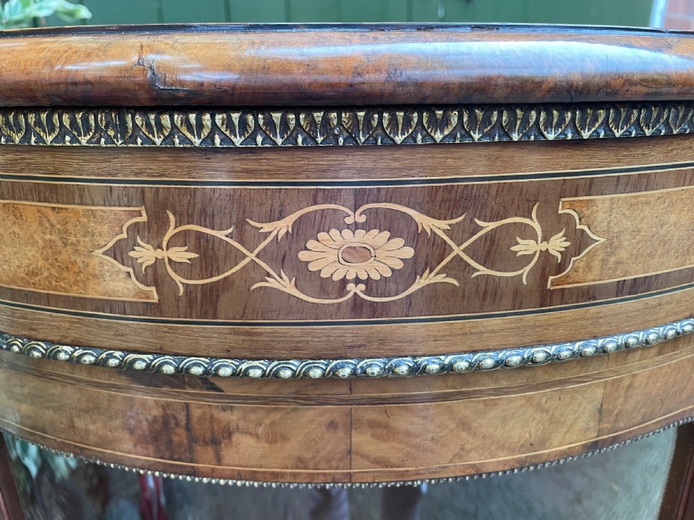 Fine quality mid C19th ormolu-mounted burr walnut bow-ended credenza. View XXVII