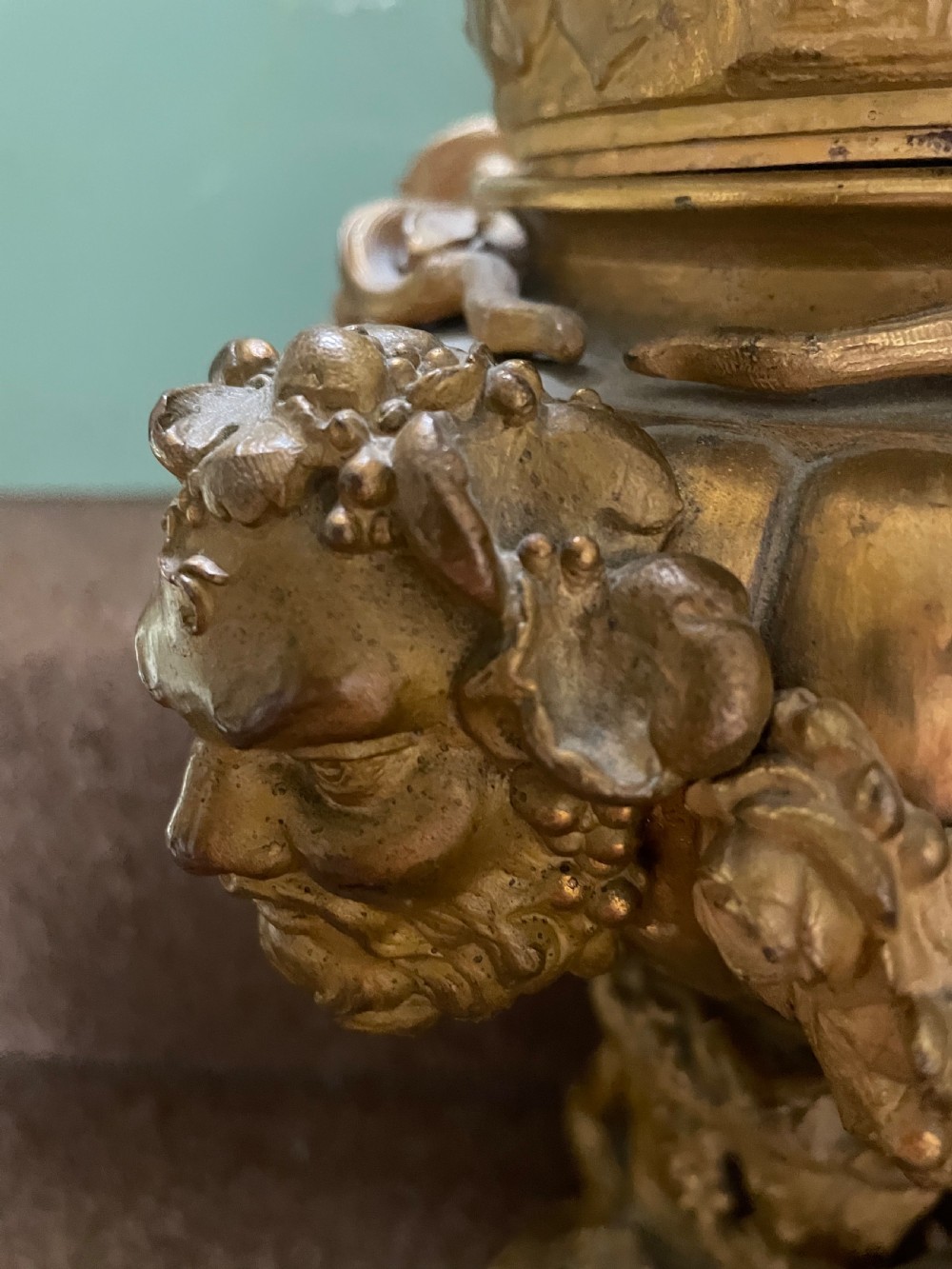 Pair of large late C19th French Napoleon III period gilt metal wine-coolers of circular form, after ‘Clodion’ . View VIII