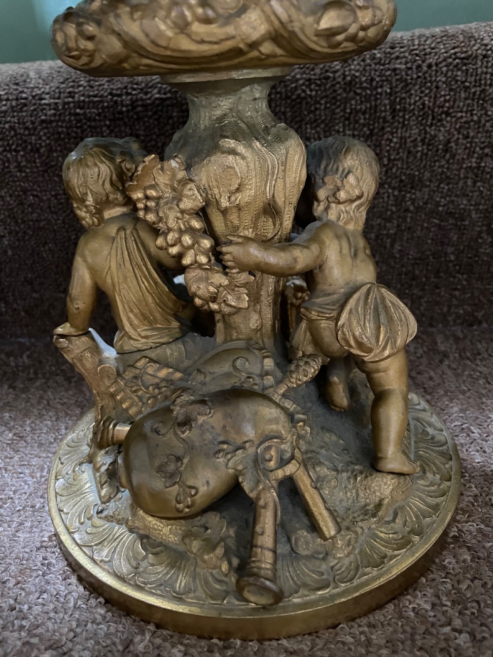 Pair of large late C19th French Napoleon III period gilt metal wine-coolers of circular form, after ‘Clodion’ . View XXII
