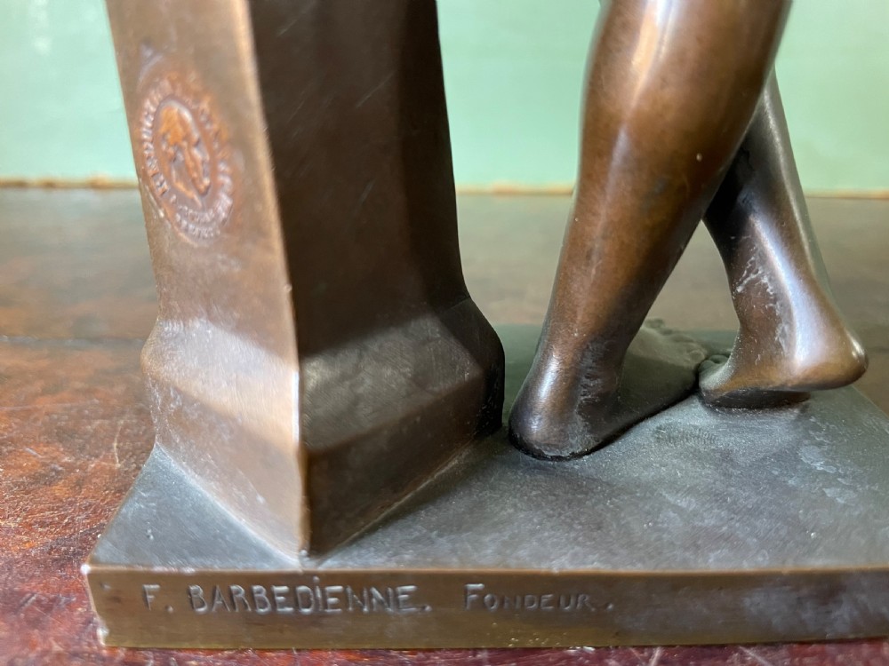 Late C19th French bronze ‘Grand Tour’ souvenir study , after the antique, “ Faun with Pipes “ by Ferdinand Barbedienne foundry . View XIII