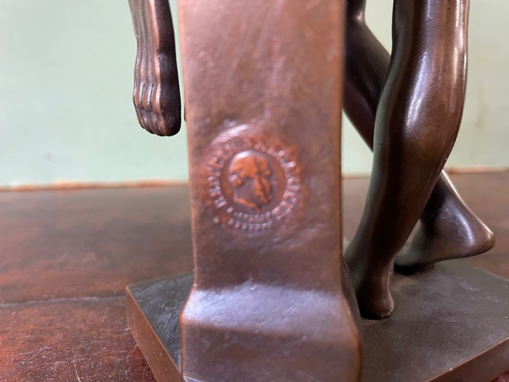 Late C19th French bronze ‘Grand Tour’ souvenir study , after the antique, “ Faun with Pipes “ by Ferdinand Barbedienne foundry . View XIV