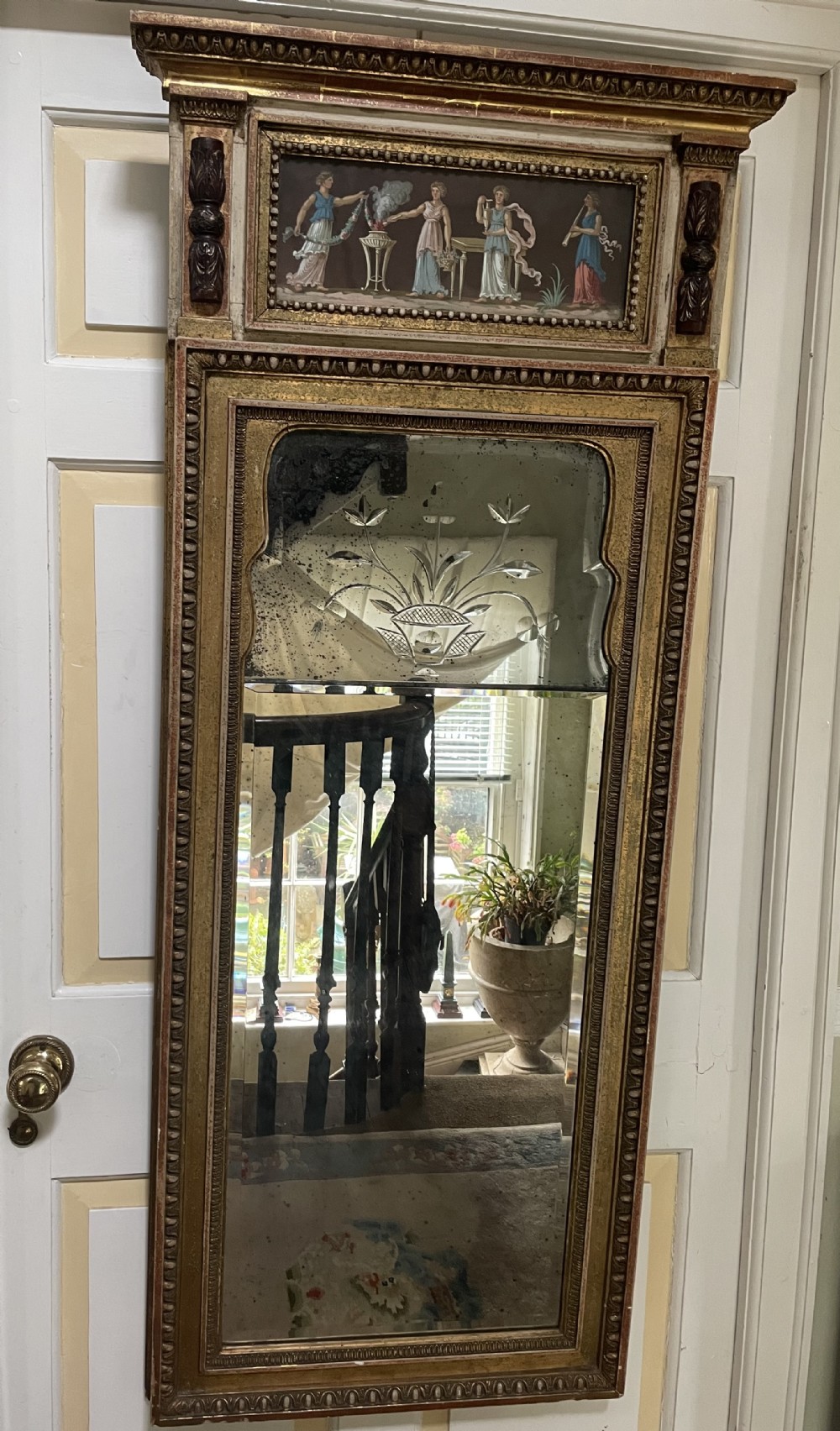 Early C19th Italian Neapolitan gilt-wood framed pier mirror.