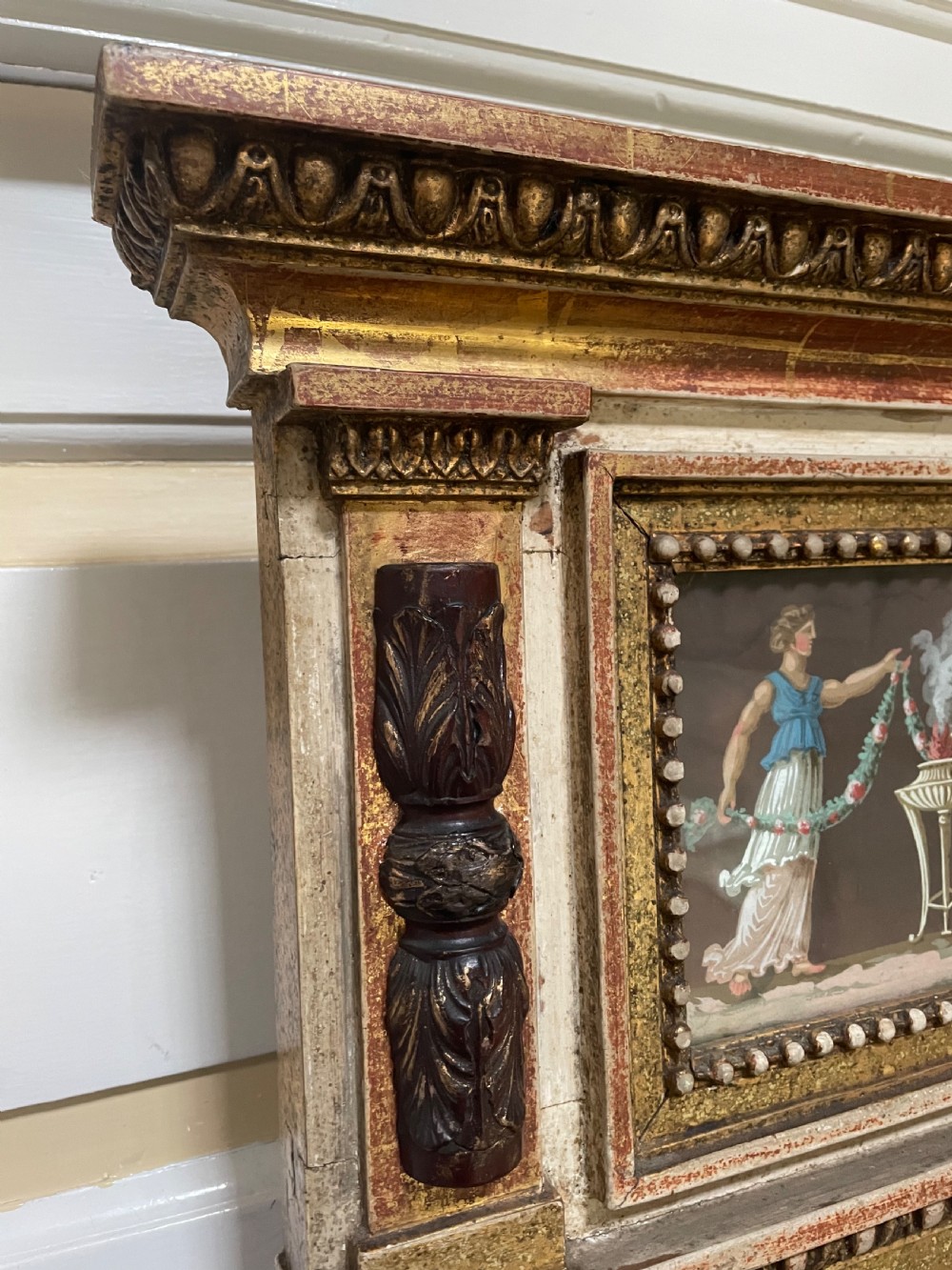 Early C19th Italian Neapolitan gilt-wood framed pier mirror. View III