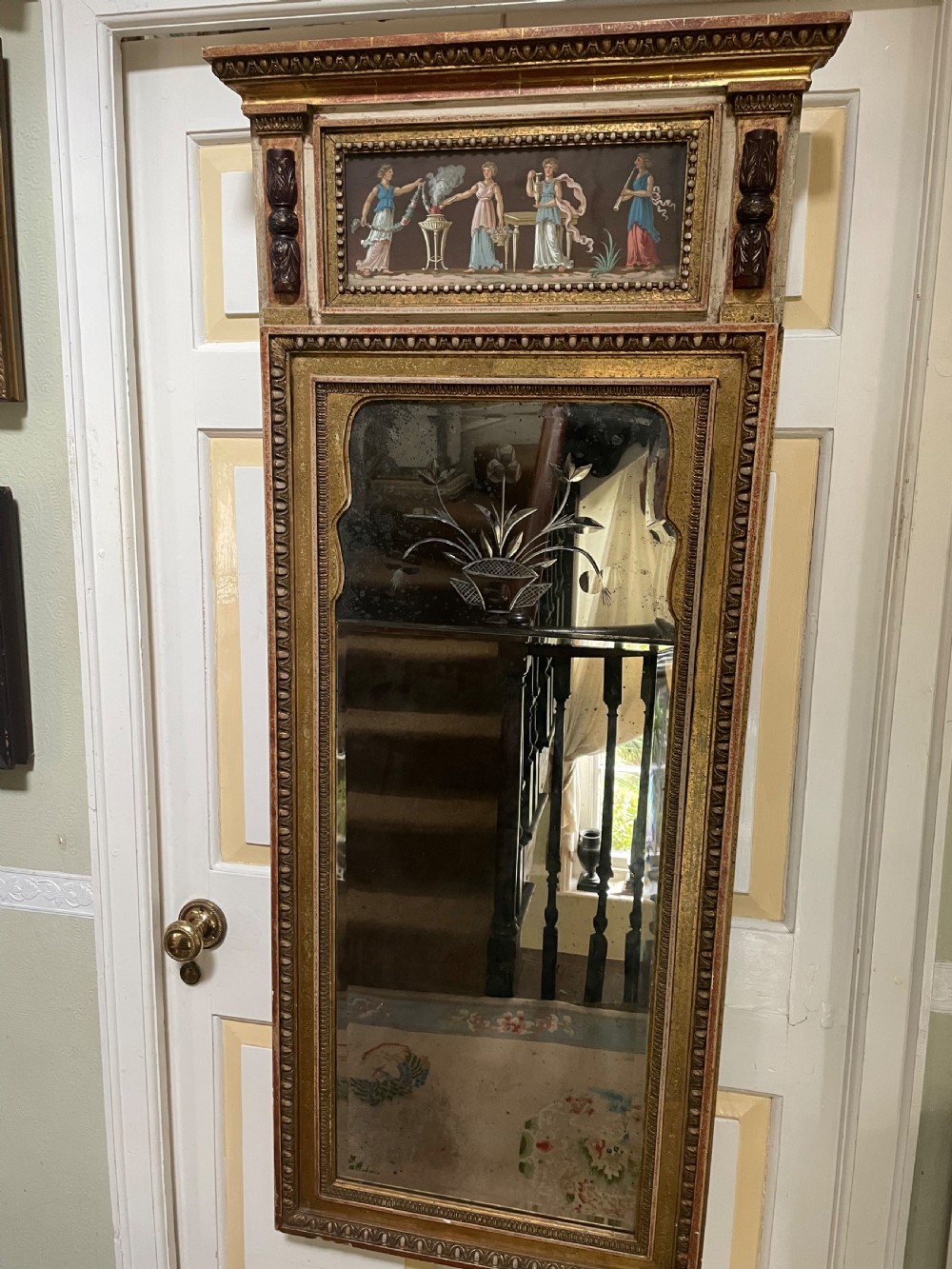 Early C19th Italian Neapolitan gilt-wood framed pier mirror. View VI