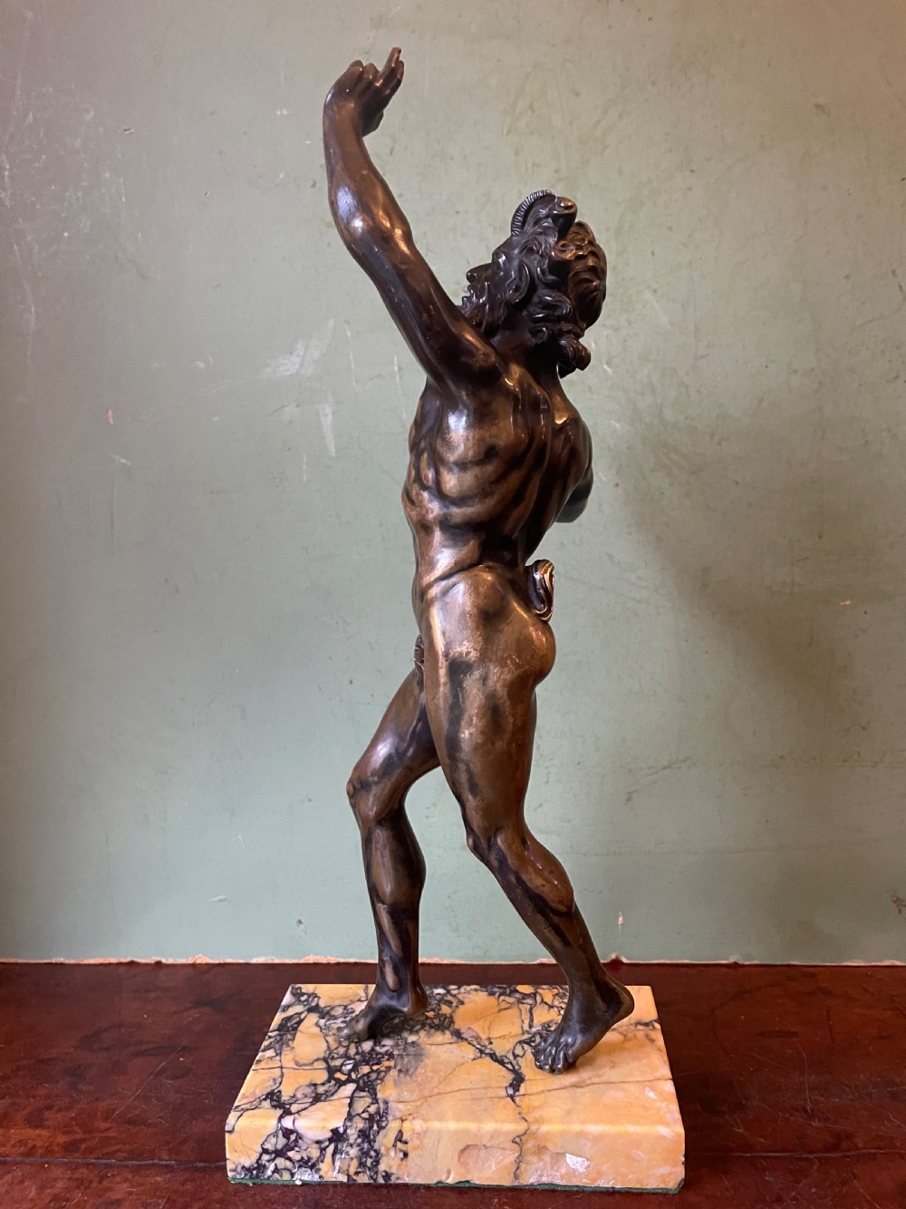 Early C19th Italian ‘Grand Tour’ souvenir bronze reduction, after the antique, of  “The Dancing Faun of Pompeii” . View VII