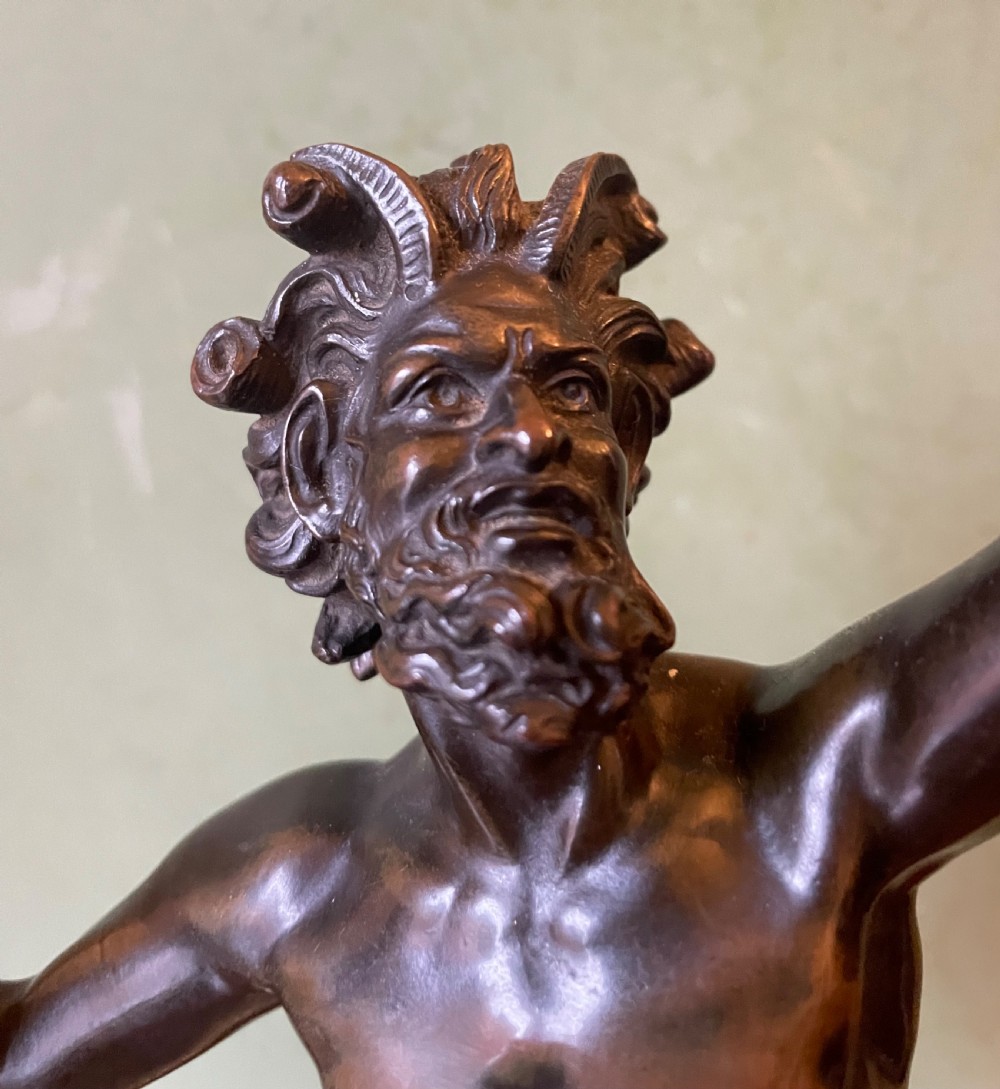 Early C19th Italian ‘Grand Tour’ souvenir bronze reduction, after the antique, of  “The Dancing Faun of Pompeii” . View VIII