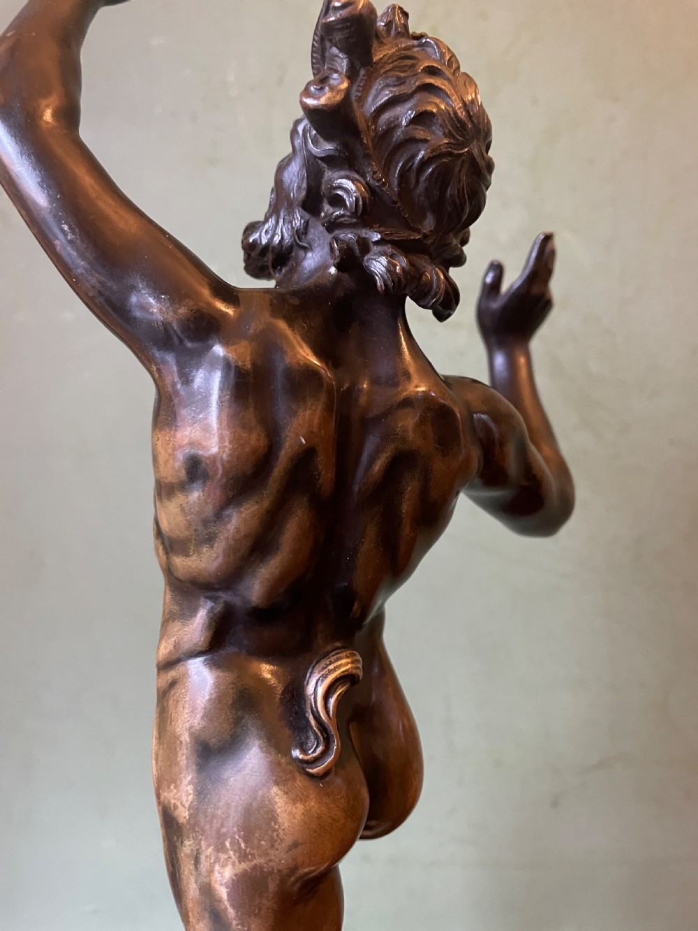 Early C19th Italian ‘Grand Tour’ souvenir bronze reduction, after the antique, of  “The Dancing Faun of Pompeii” . View IX