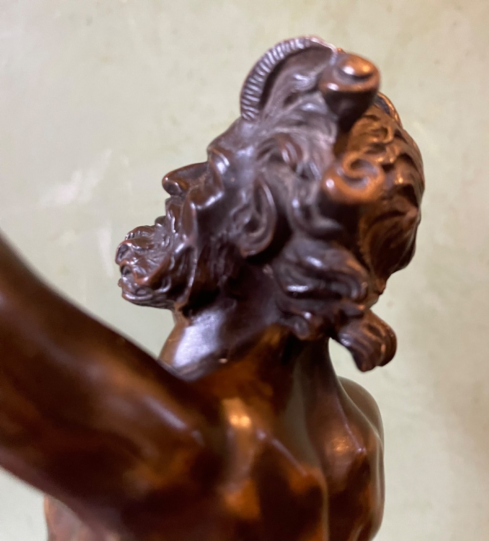 Early C19th Italian ‘Grand Tour’ souvenir bronze reduction, after the antique, of  “The Dancing Faun of Pompeii” . View X