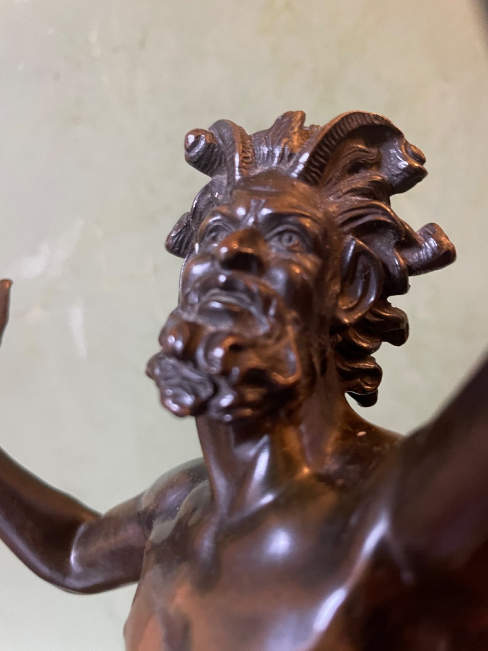 Early C19th Italian ‘Grand Tour’ souvenir bronze reduction, after the antique, of  “The Dancing Faun of Pompeii” . View XI