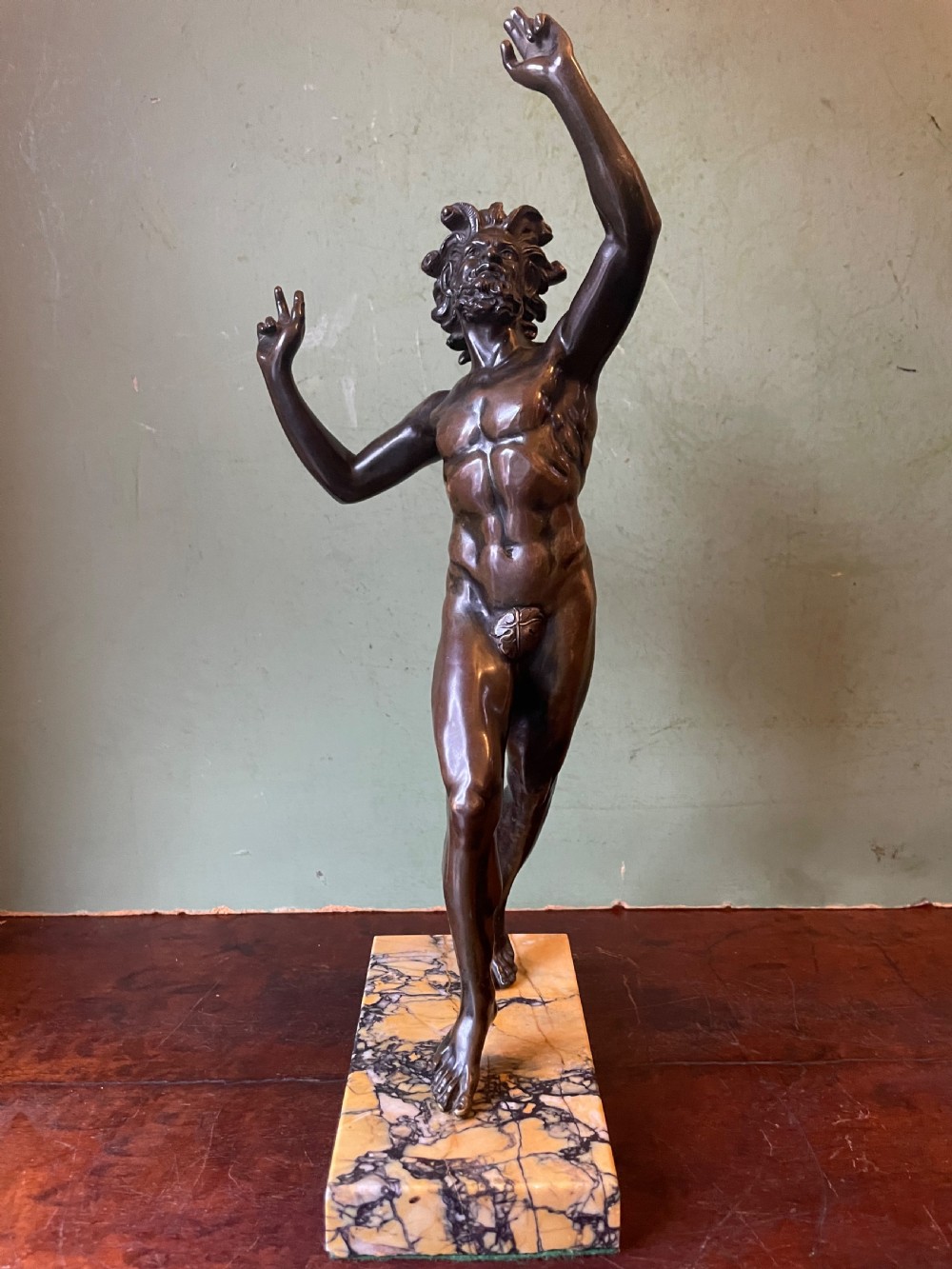Early C19th Italian ‘Grand Tour’ souvenir bronze reduction, after the antique, of  “The Dancing Faun of Pompeii” . View XIII