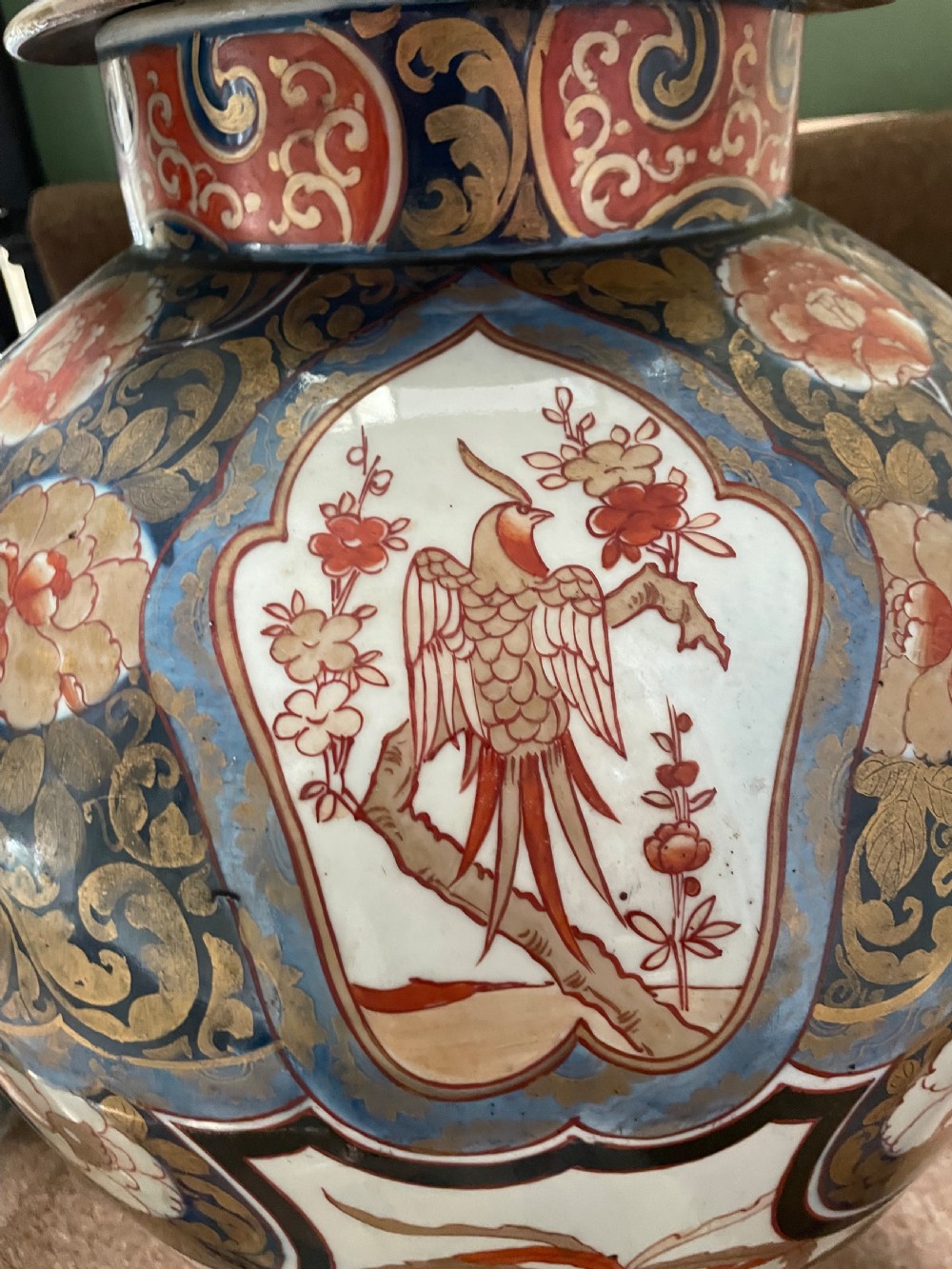 Exceptional quality  large-scale C19th French ‘Japanese Imari pattern’ porcelain vase and cover by Samson of Paris .  View X