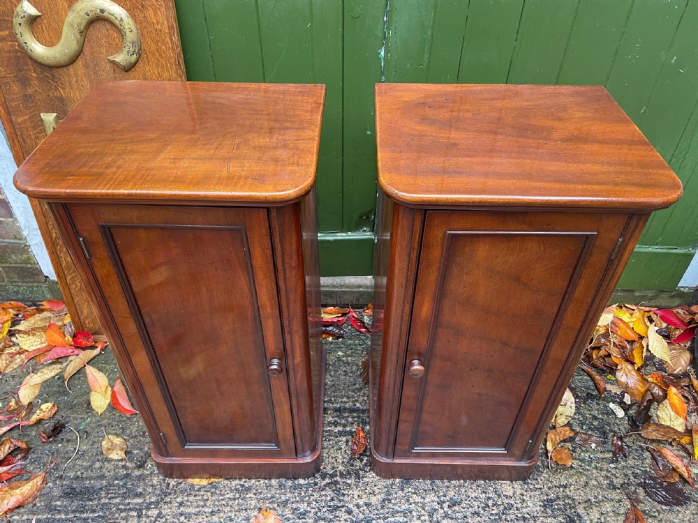 Pair of high quality mid C19th mahogany bedside pedestal cupboards. View III